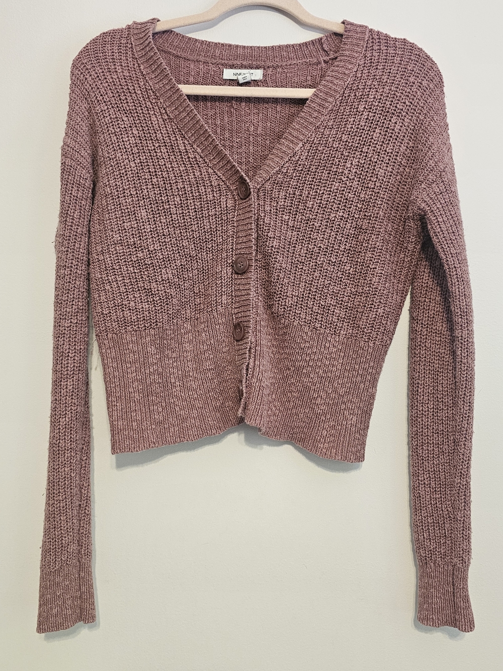 Nine West Dusty Rose Knit Button-Front Cardigan
